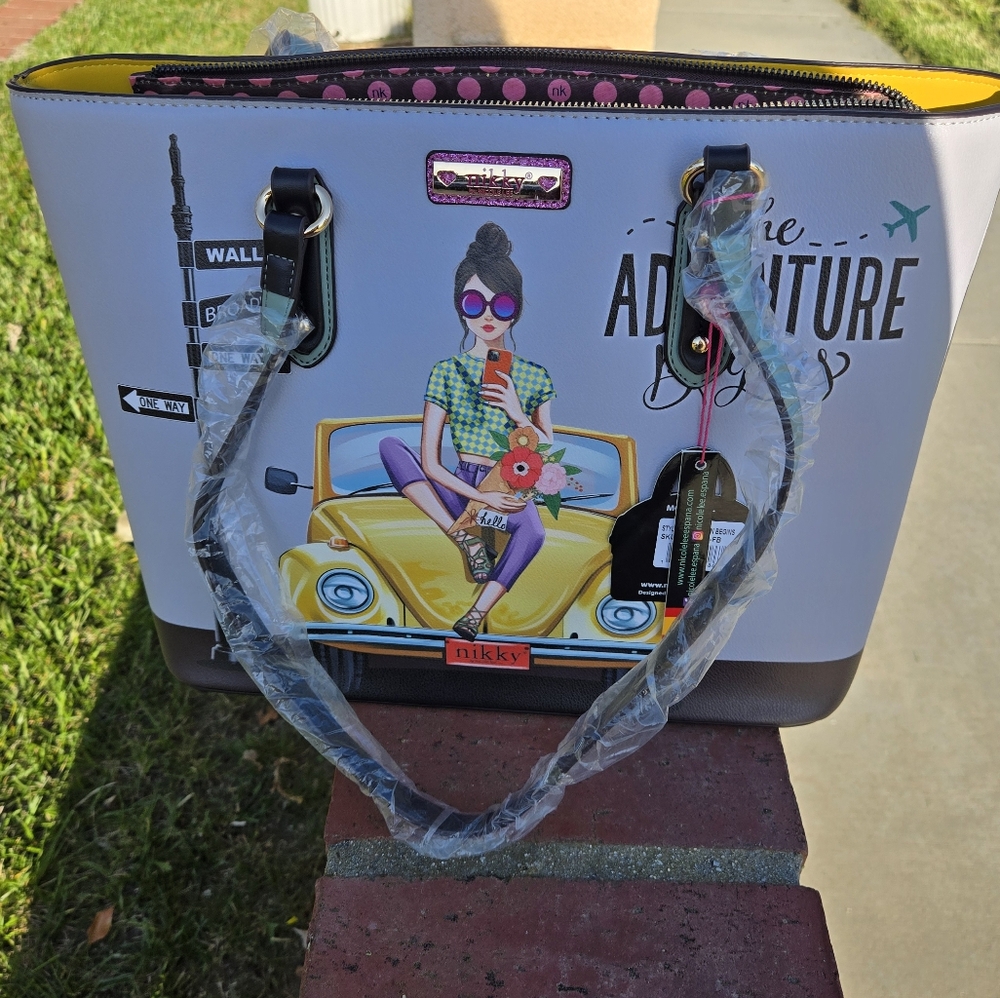 NWT Nicole Lee Satchel - Yellow and Black